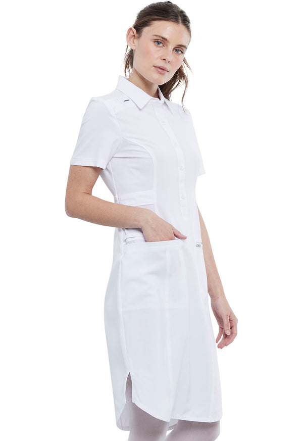 39" Button Front Dress in White